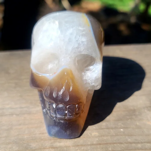 INCREDIBLE Smokey Quartz handcarved drutzy Agate Skull sz medium - Picture 10 of 10